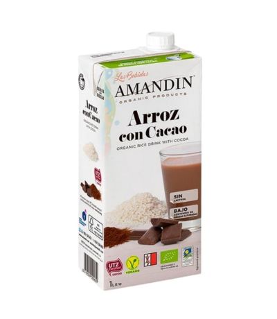 Bebida Vegetal de Arroz y Cacao SinGluten Eco Vegan 6x1L Amandin