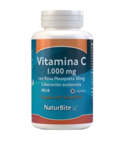 Vitamina-C 1000Mg con Rosa Moqueta 20Mg SinGluten 60comp Naturbite
