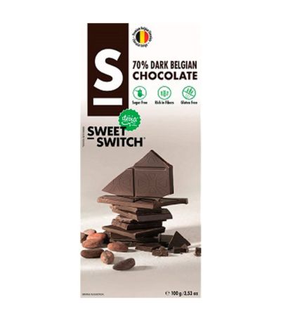 Chocolate Negro Belga 70 Cacao con Stevia SinGluten 100g Sweet Switch