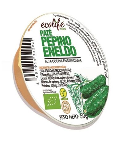 Pate Vegetal de Pepino y Eneldo Vegan 50g Ecolife Food
