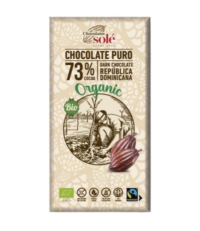 Chocolate Negro 73 SinGluten Bio Vegan 100g Chocolates Sole