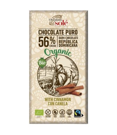 Chocolate Negro Canela 56 SinGluten Bio Vegan 100g Chocolates Sole