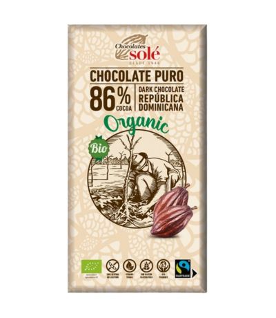 Chocolate Negro 86 SinGluten Bio Vegan 100g Chocolates Sole