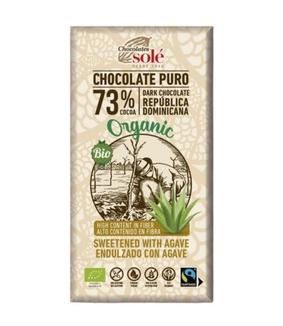 Chocolate Negro 73 con Agave SinGluten Bio 100g Chocolates Sole