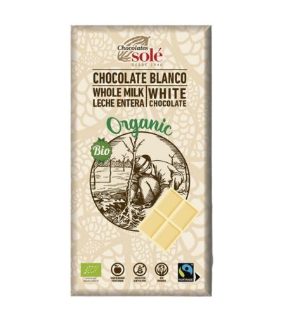 Chocolate Blanco con Yogur y Fresas SinGluten Bio 100g Chocolates Sole