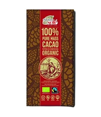 Chocolate Negro 100 Cacao SinGluten Eco Vegan 100g Chocolates Sole