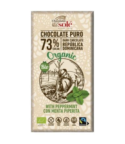 Chocolate Negro con Menta 73 SinGluten Bio Vegan 100g Chocolates Sole