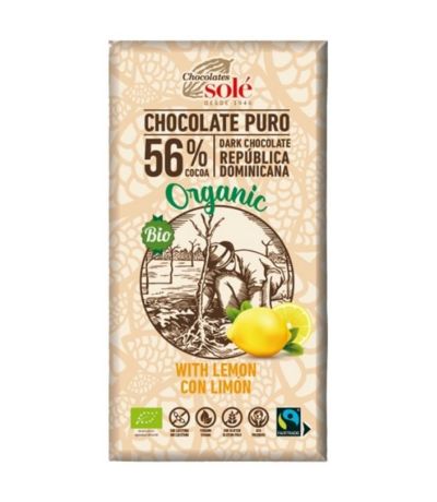 Chocolate Negro Limon SinGluten Bio Vegan 100g Chocolates Sole