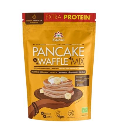 Pancake  Waffle Mix Platano Cañamo y Canela SinGluten Vegan 400g Iswari
