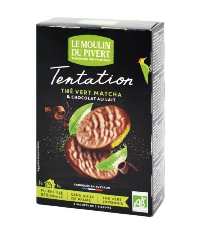 Galletas Tentacion Chocolate y Te Verde Matcha Bio Bio 130g Le Moulin De Pivert