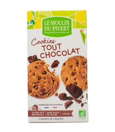 Cookies Chocolate Negro y Pepitas de Chocolate Bio Vegan 175g Le Moulin De Pivert