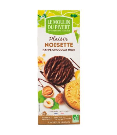 Galletas Placer de Chocolate Negro y Avellanas Bio 130g Le Moulin De Pivert