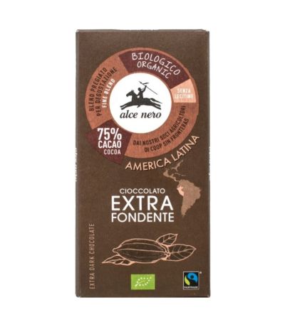 Tableta de Chocolate Oscuro 75% Cacao Bio 100g Alce Nero