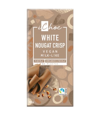 Chocolate White Nougat Crisp Vegan 80g ICHOC