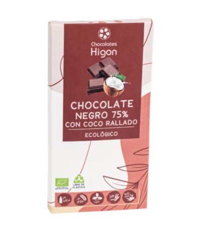 Chocolate Negro 75% con Coco Rallado Eco 100g Chocolates Higon