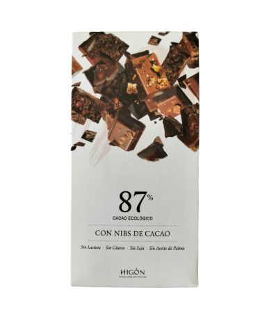 Chocolate Negro 87 Nibs Cacao Eco 70g Chocolates Higon