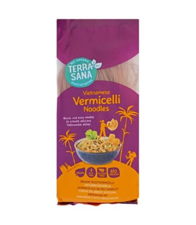 Fideos Vietnamitas de Arroz Integral Vermicelli Bio Vegan 250g Terrasana