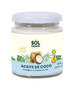 Aceite de Coco Virgen Extra SinGluten Bio Vegan 200ml Solnatural