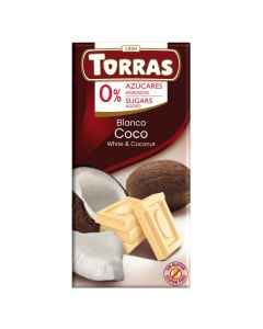 Chocolate Blanco con Coco SinGluten 75g Torras