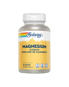 Magnesium Citrato Quelado de Magnesio SinGluten Vegan 90caps Solaray