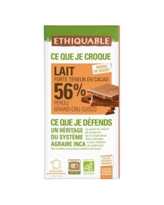 Chocolate con Leche 56 Cacao Peru Bio 100g Ethiquable