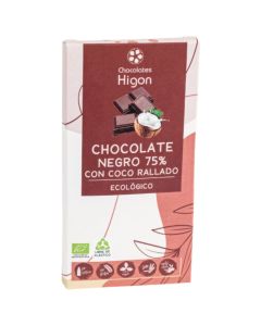 Chocolate Negro 75% con Coco Rallado Eco 100g Chocolates Higon