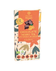 Chocolate Negro 75% Naranja SinAzucar Eco 100g Chocolates Higon